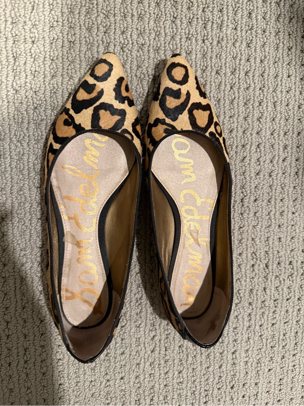 Sam Edelman Leopard Print Pointed Toe Flats - Tan/Black